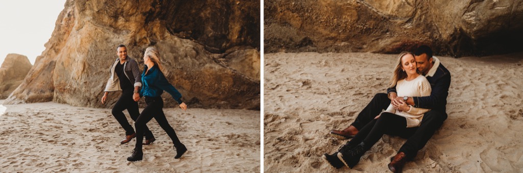 beach engagement photos on Oregon coast