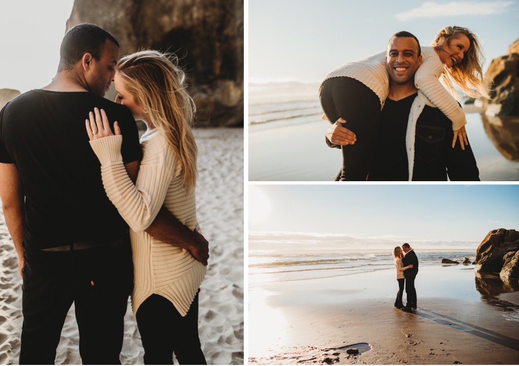 beach engagement photos on Oregon coast