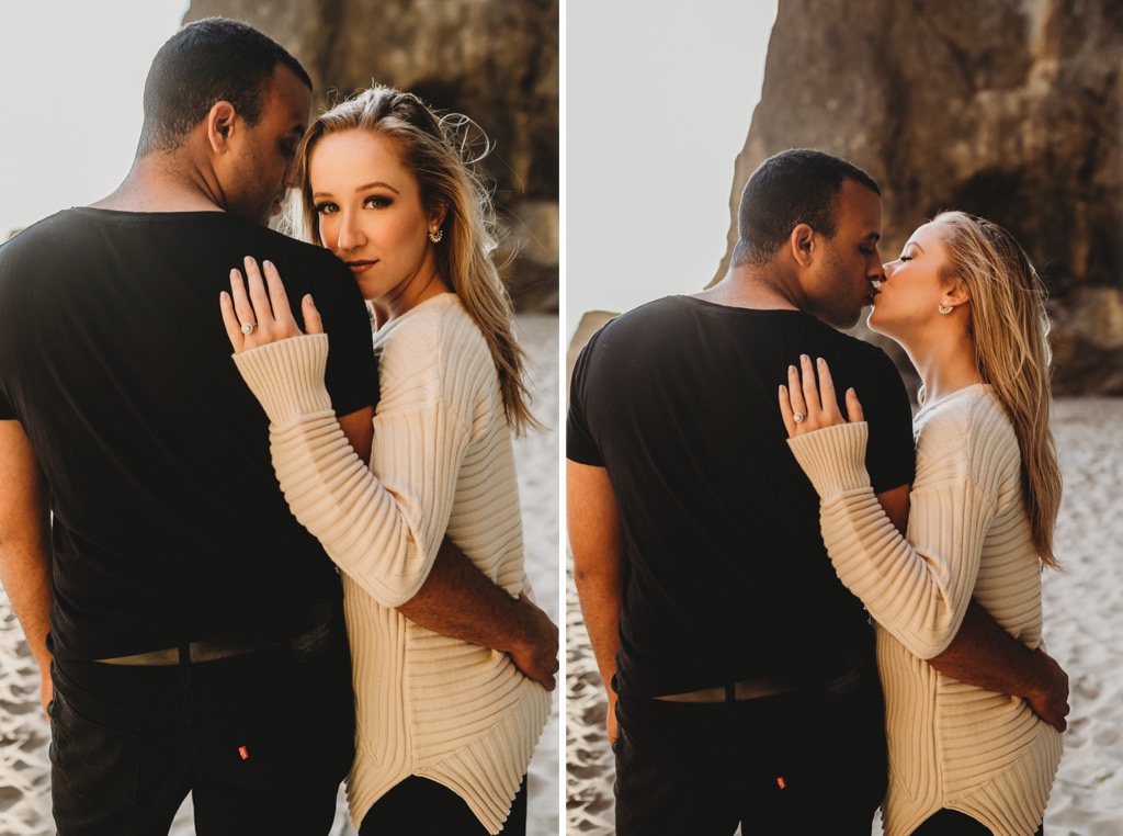 beach engagement photos on Oregon coast