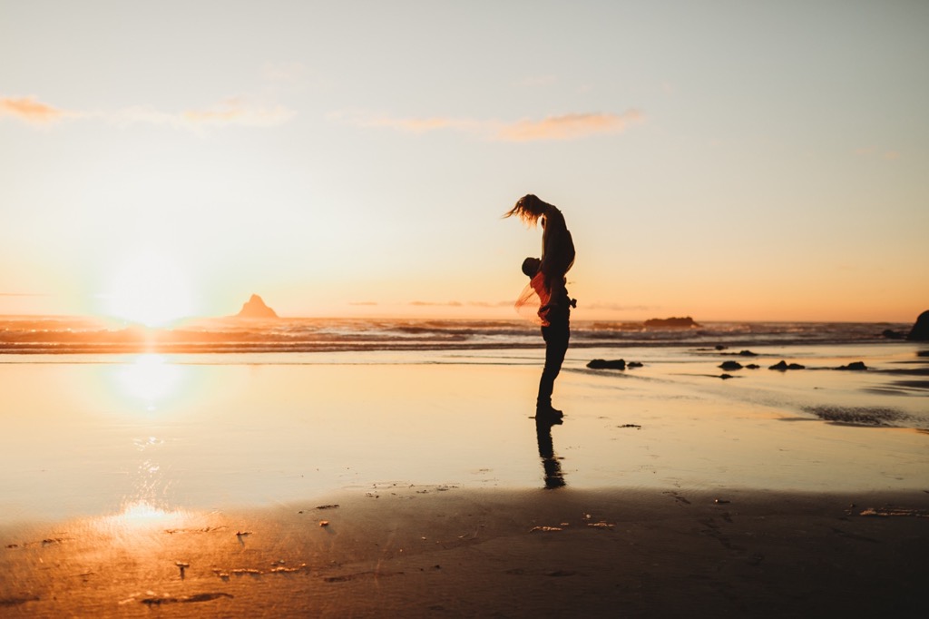 sunset engagement photos on Arch Cape beach Oregon