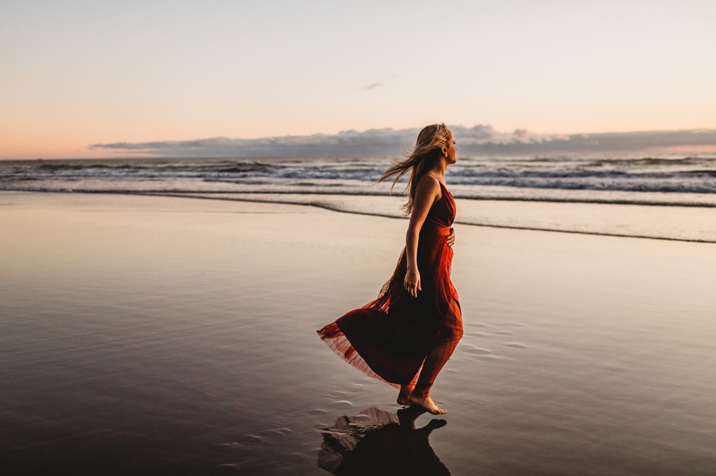 sunset engagement photos on Arch Cape beach Oregon