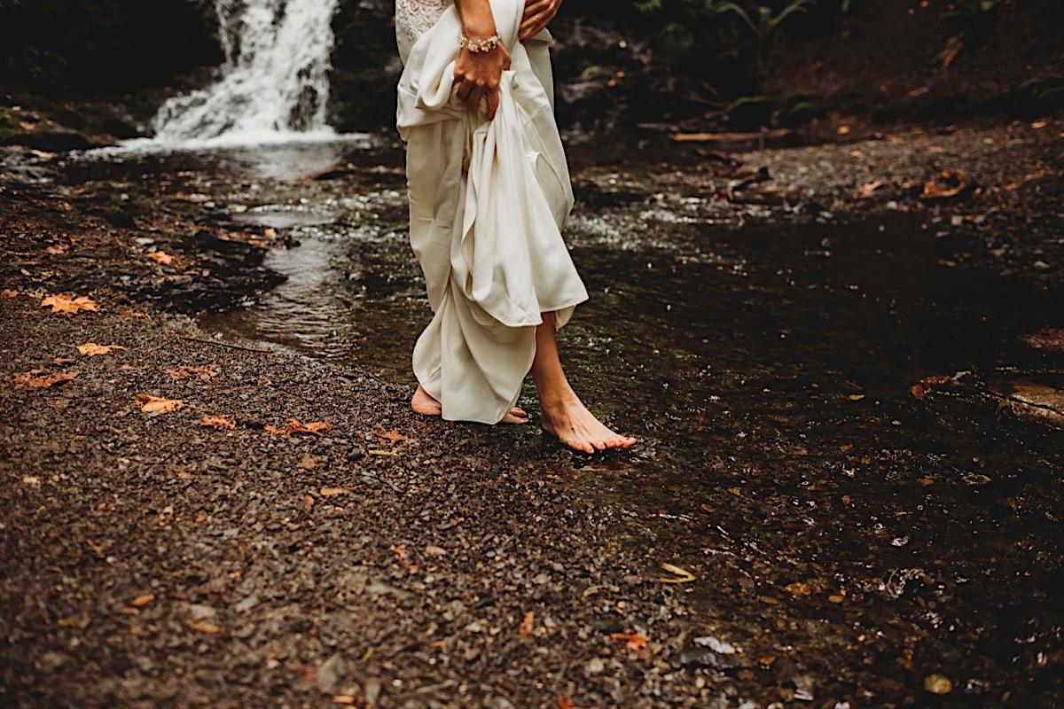 Rainy waterfall elopement on San Juan's Orcas Islands