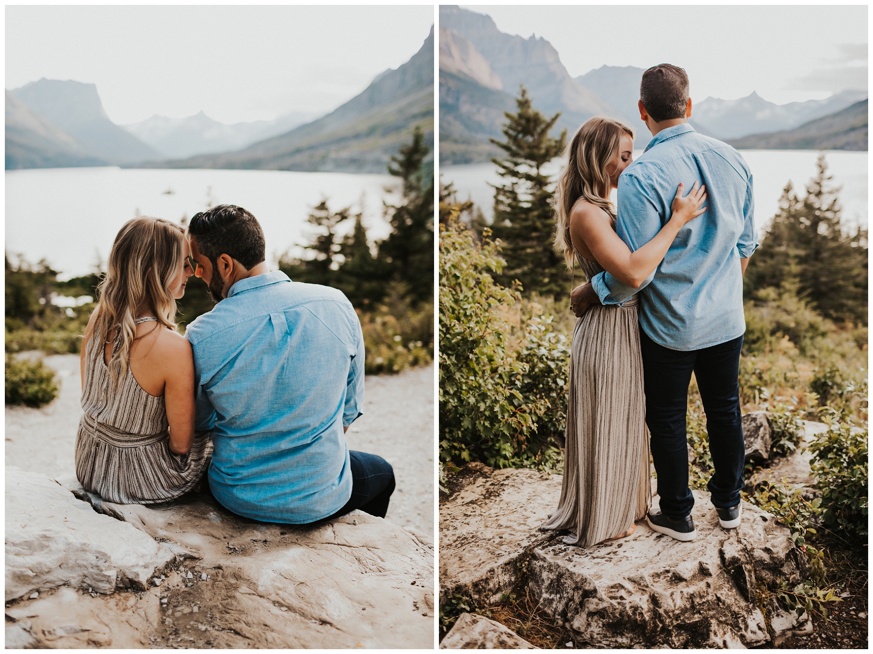 couple portraits for engagement in the mountains