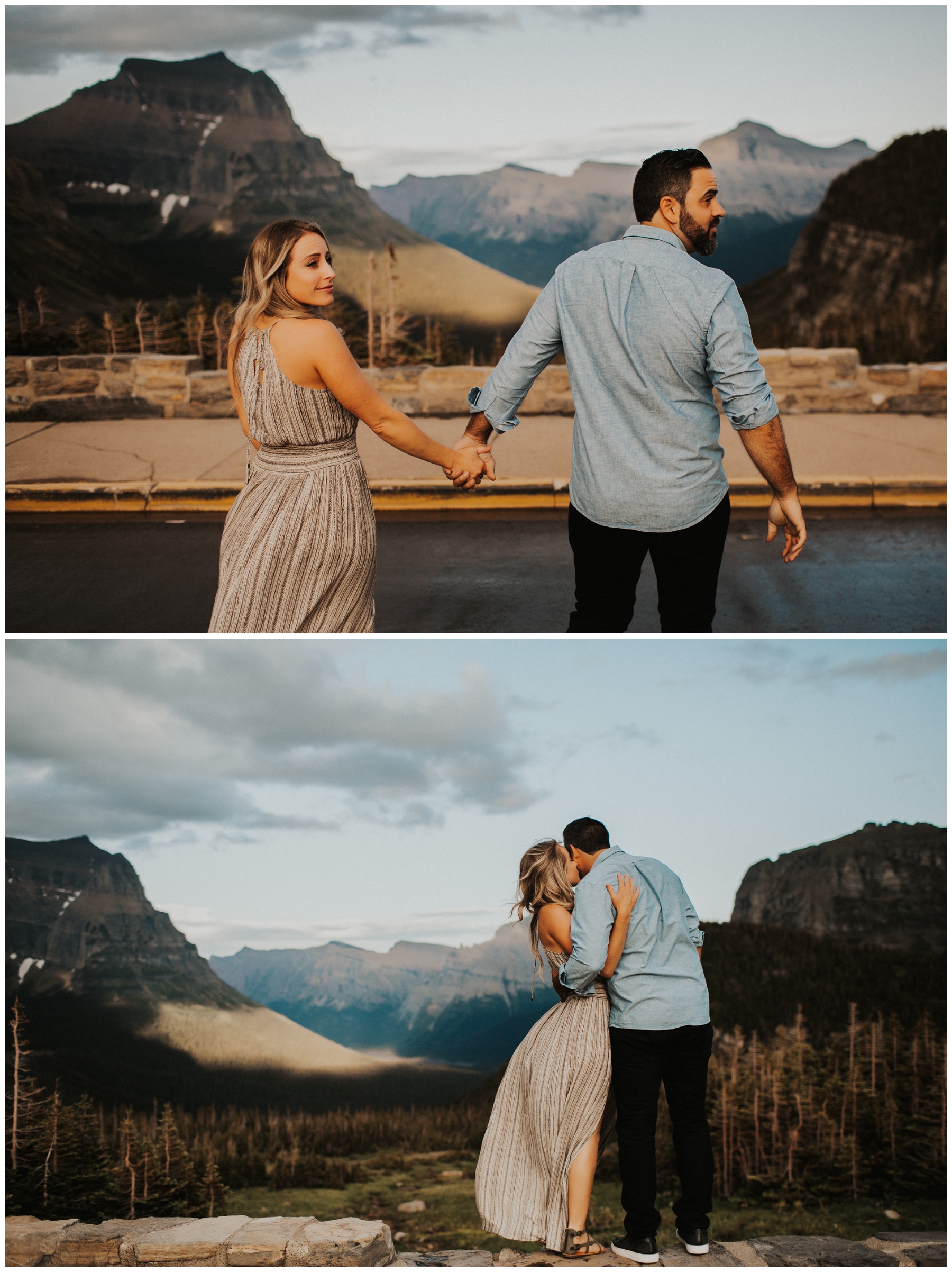 couple portraits for engagement in the mountains