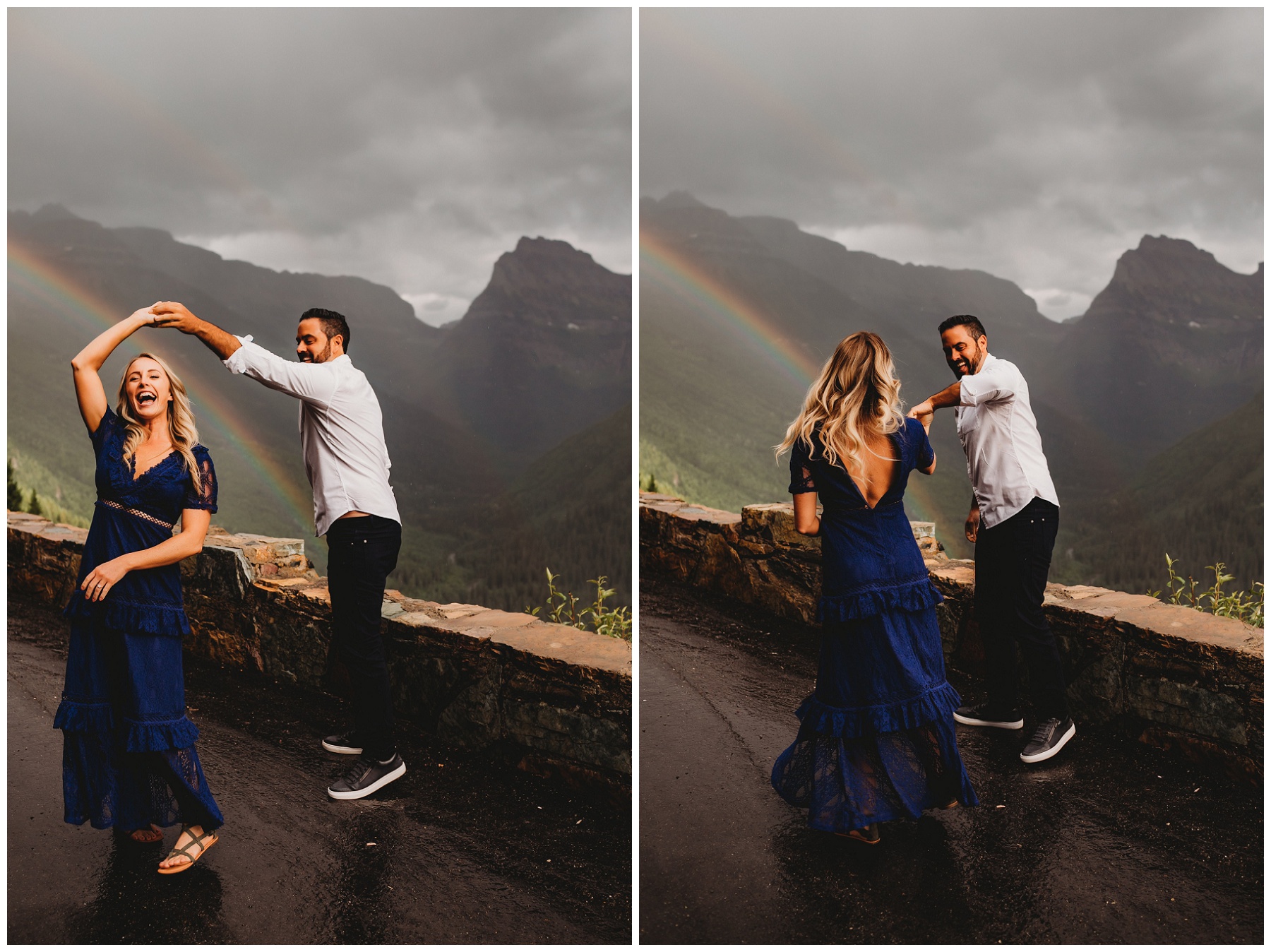 couple dancing by a rainbow 