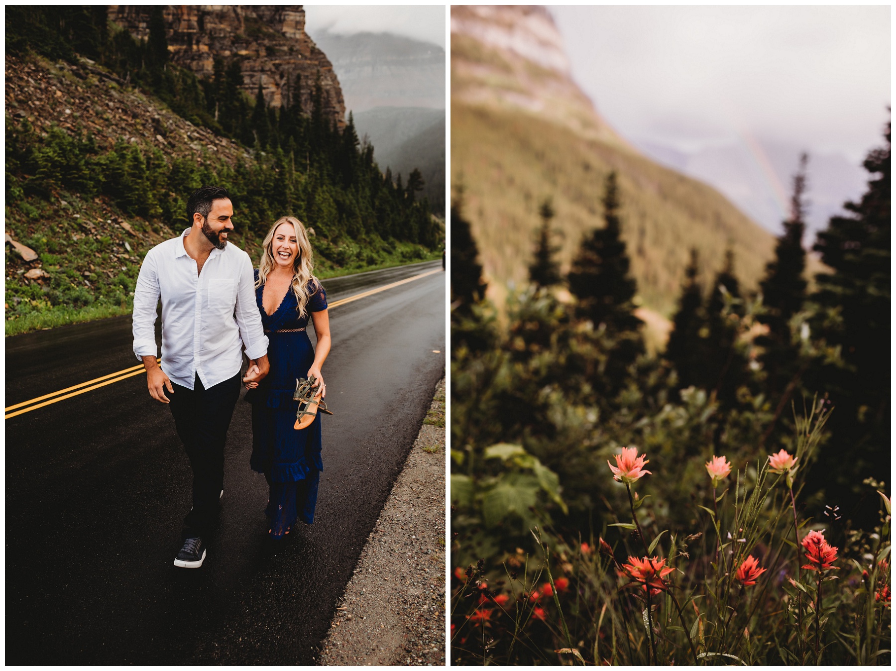 couple walking along the road 