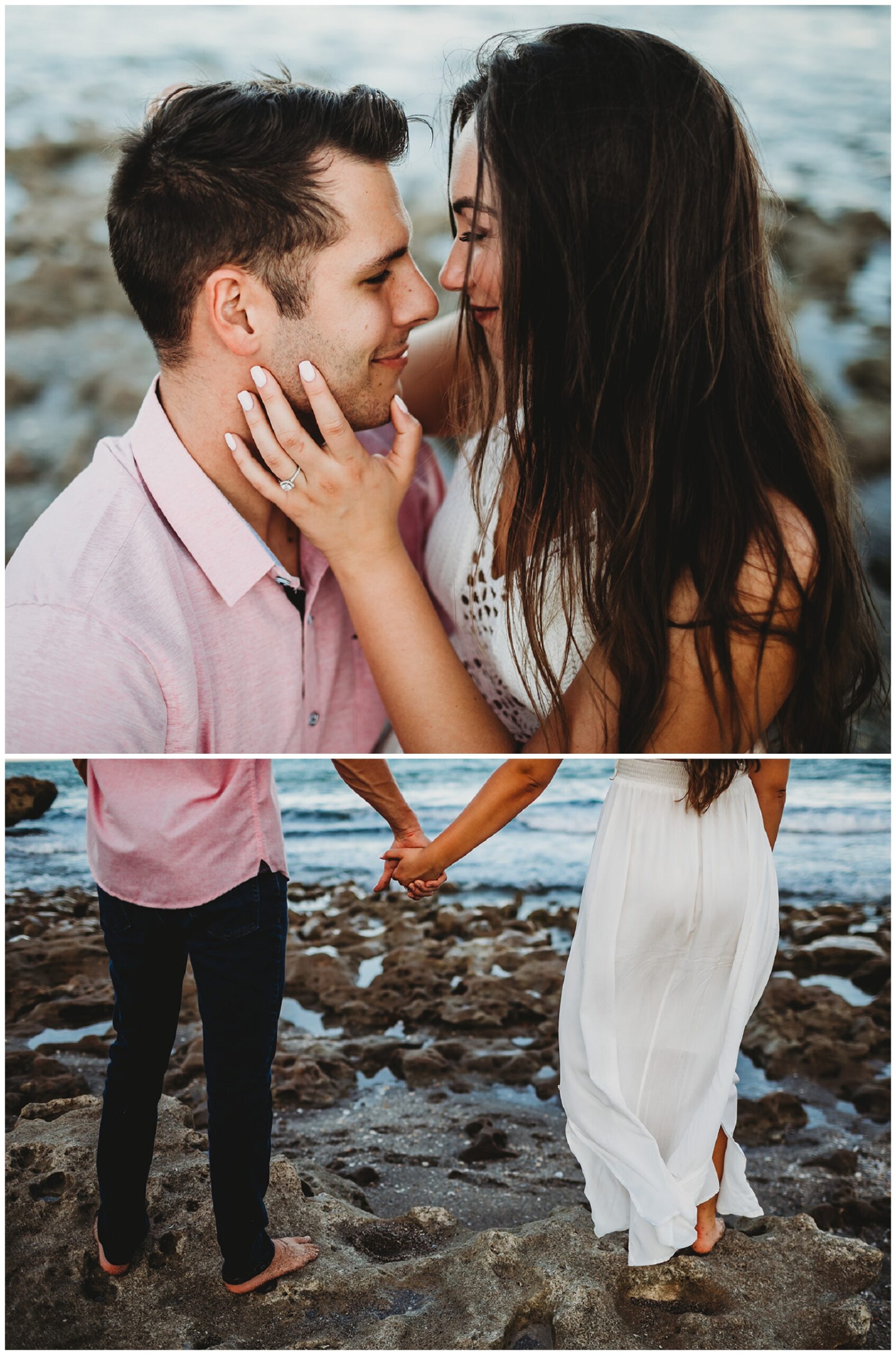 couple holding hands on the beach 