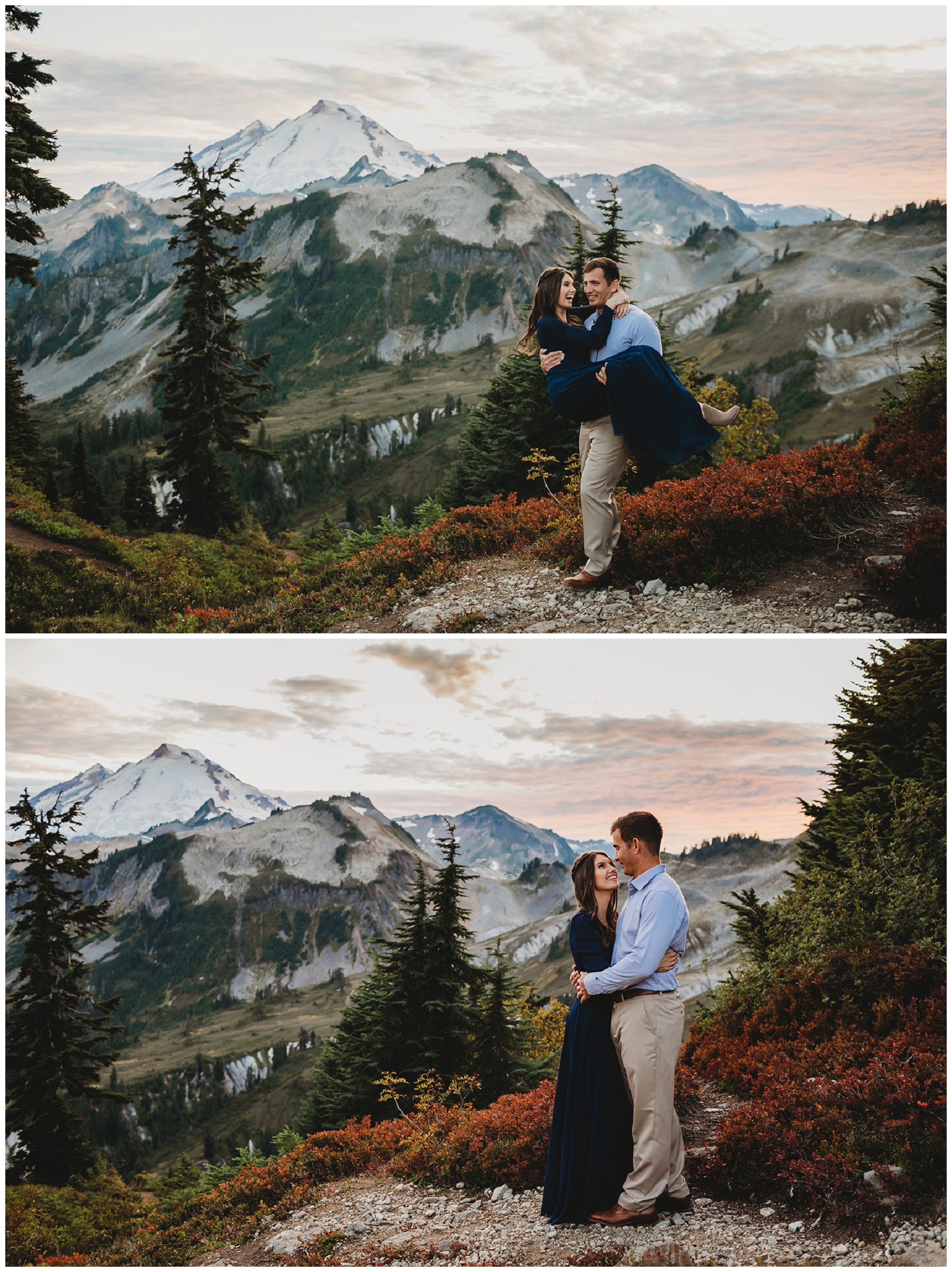couple portraits for engagement pictures in the mountains