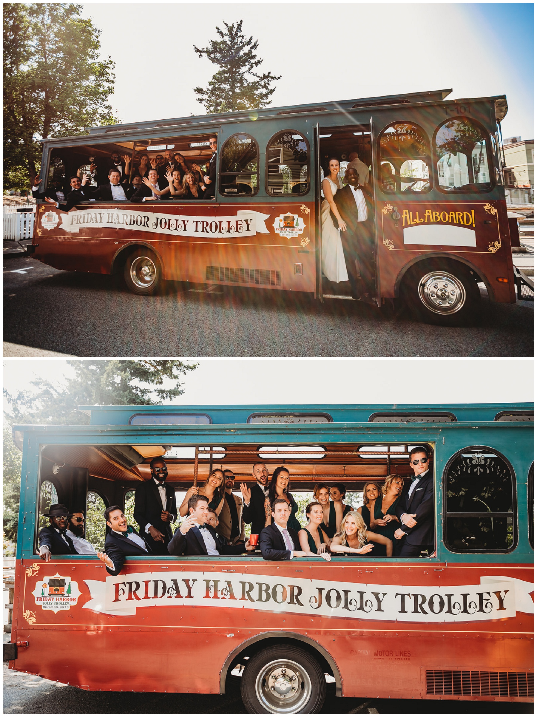 friday harbor trolley with wedding party
