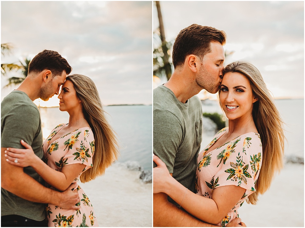 Engagement portraits of couple on beach