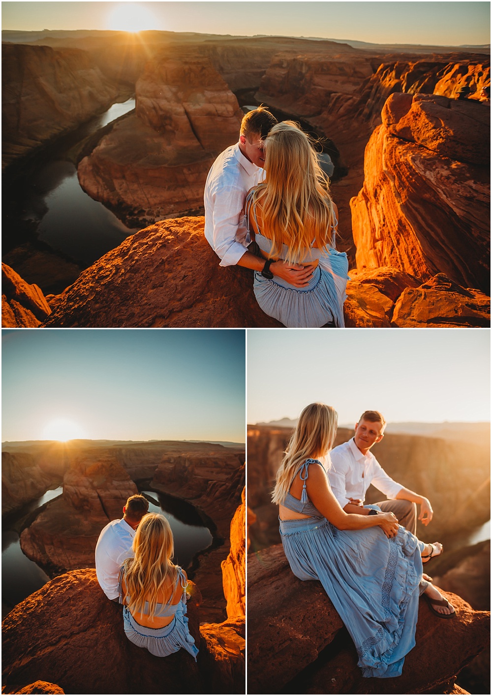 couple by a cliff at sunset
