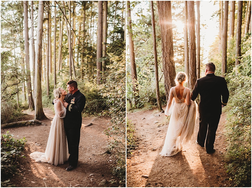 Bride and groom portraits in the woods
